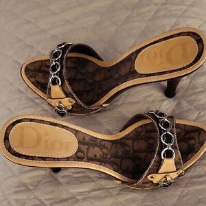 Dior Women's Tan and Brown Heeled Sandals